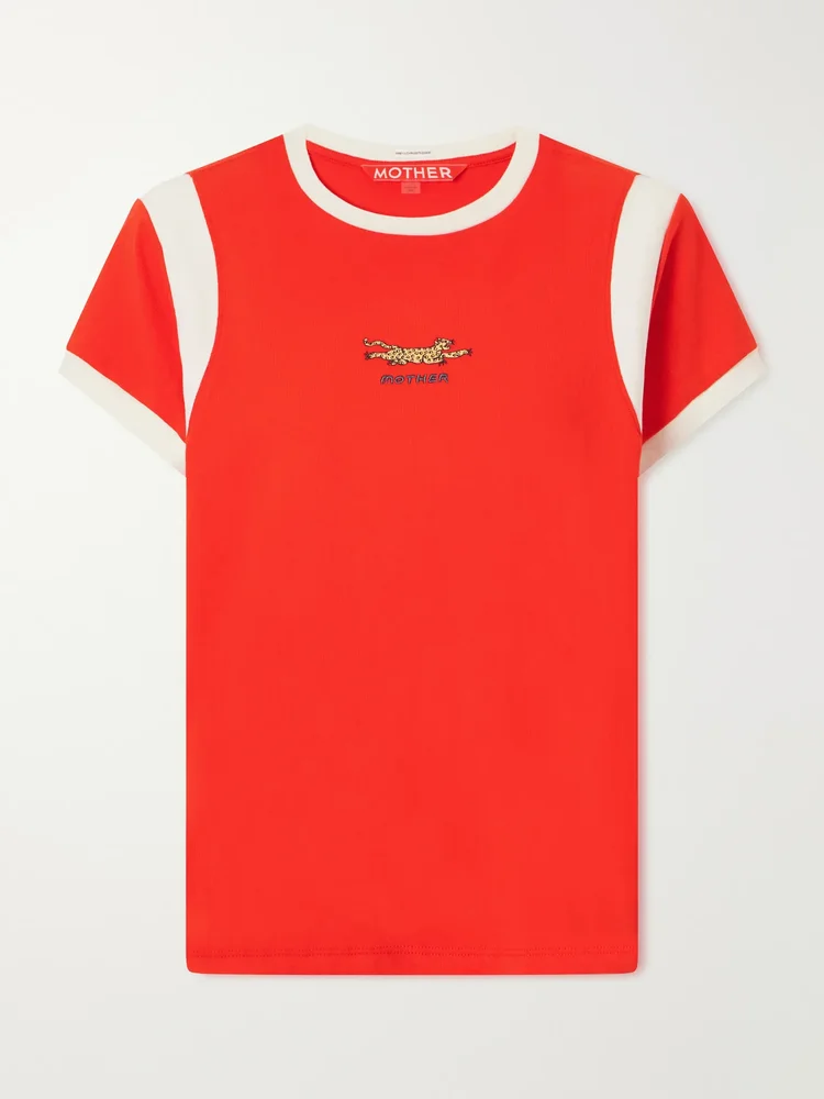 The Boxy Goodie paneled embroidered cotton-jersey T-shirt