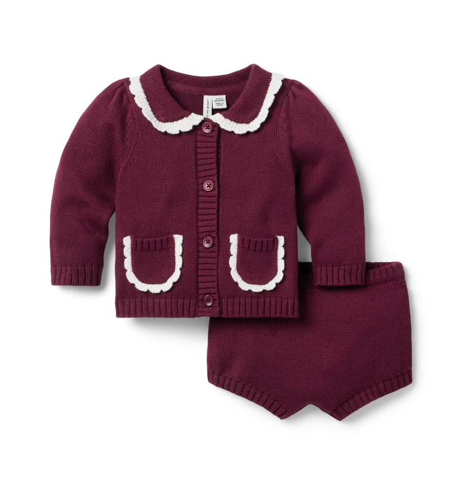Baby Scalloped Trim Matching Sweater Set