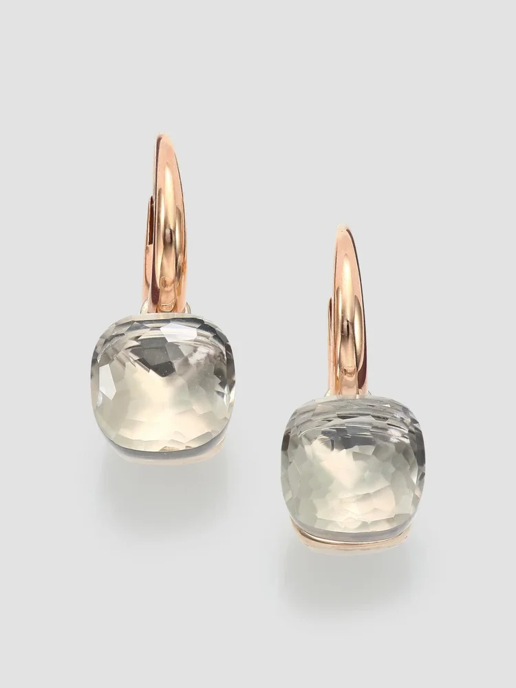 Nudo White Topaz & 18K Rose Gold Leverback Earrings