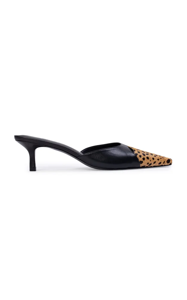 Rue Cheetah Pony Hair Mules