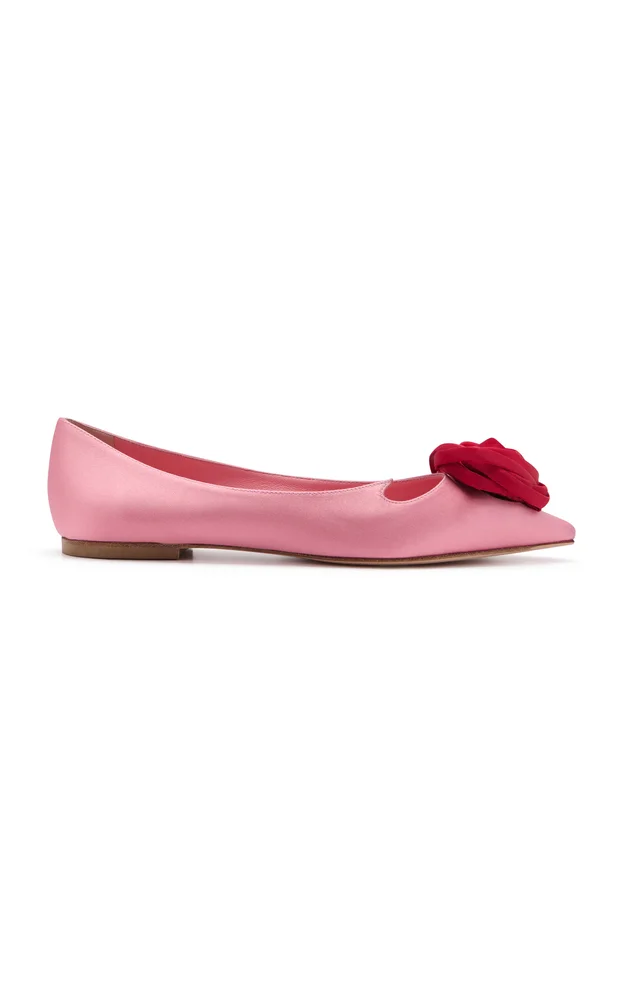 I Love Vivier Rose Satin Ballet Flats