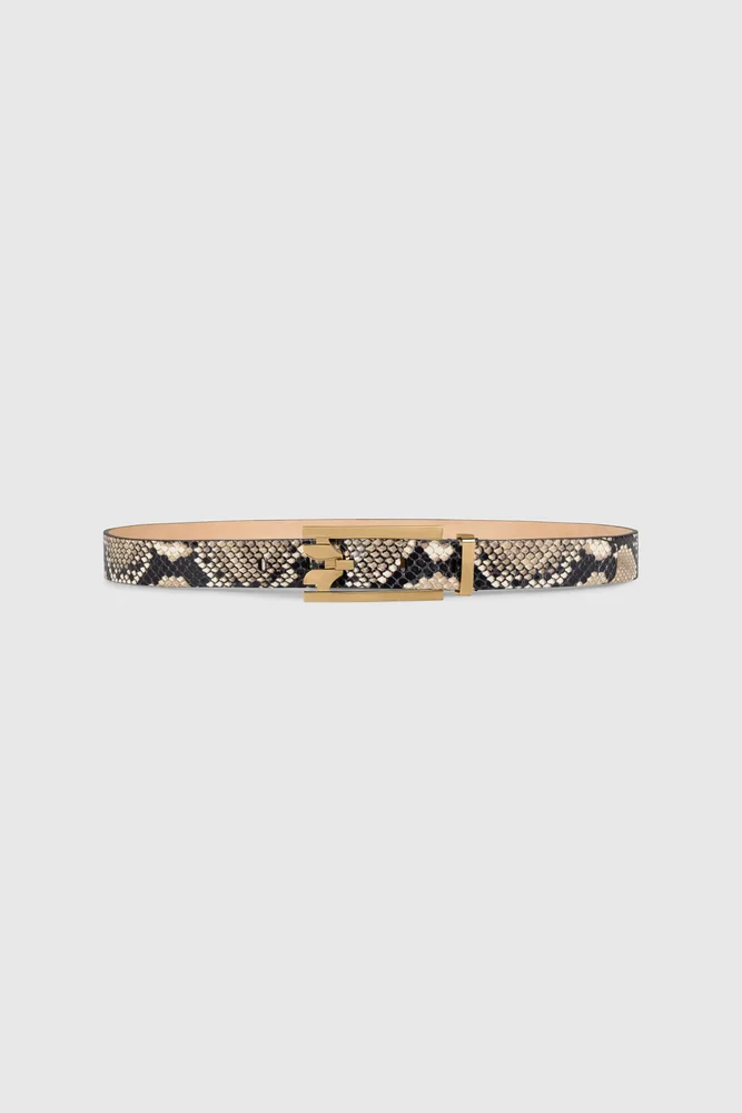 Dorian Pin-Buckle Belt 25mm Snake Print Leather