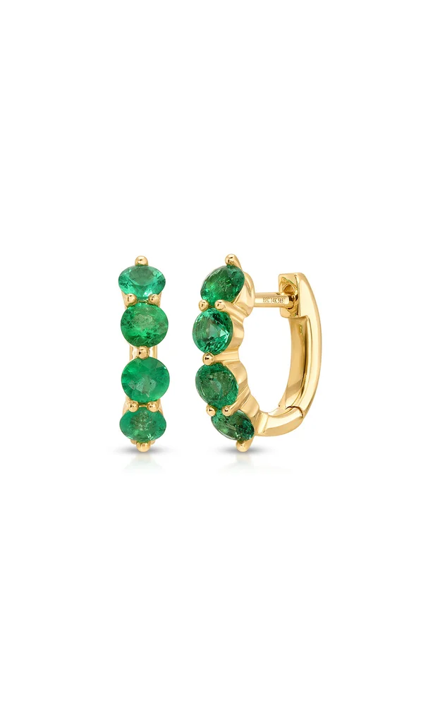 14K Yellow Gold Emerald Earrings