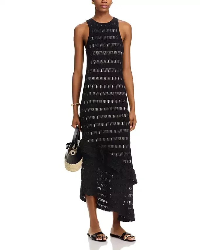 Crochet Ruffle High Low Dress - Exclusive