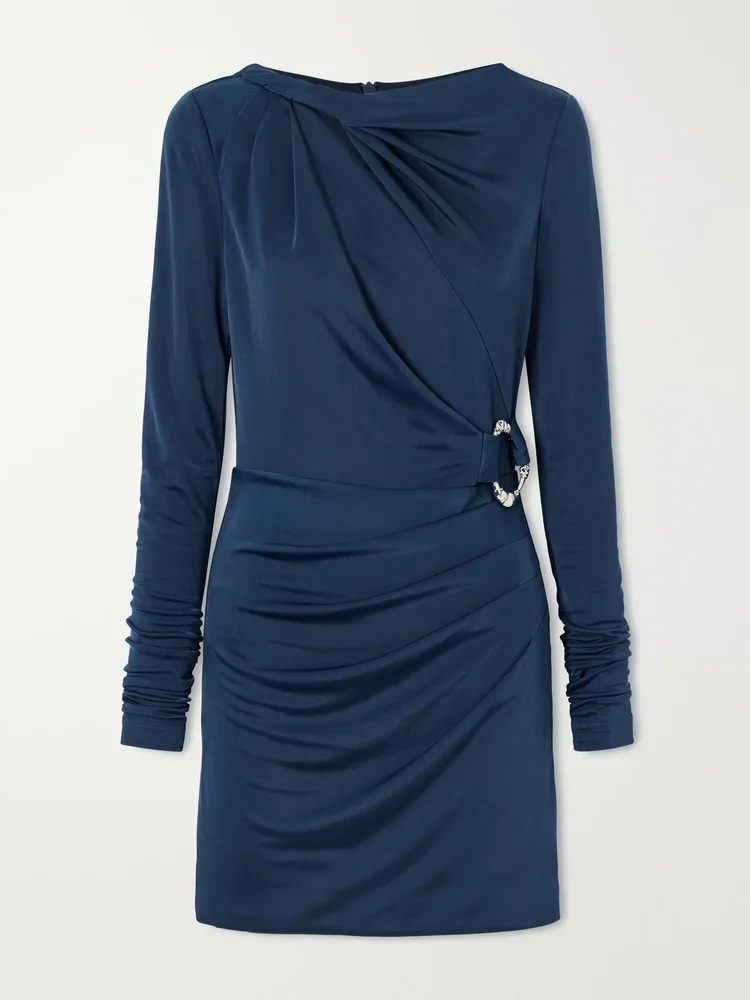 Kiana embellished gathered stretch mini dress