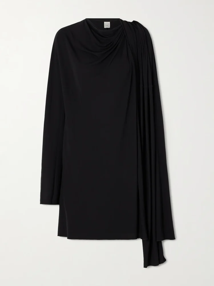 Asymmetric jersey mini dress