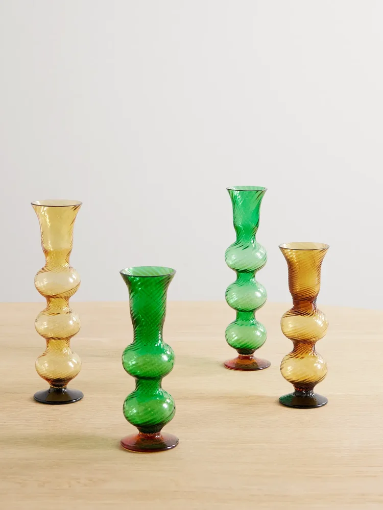 Bubble Candle set of four Murano glass candle sticks