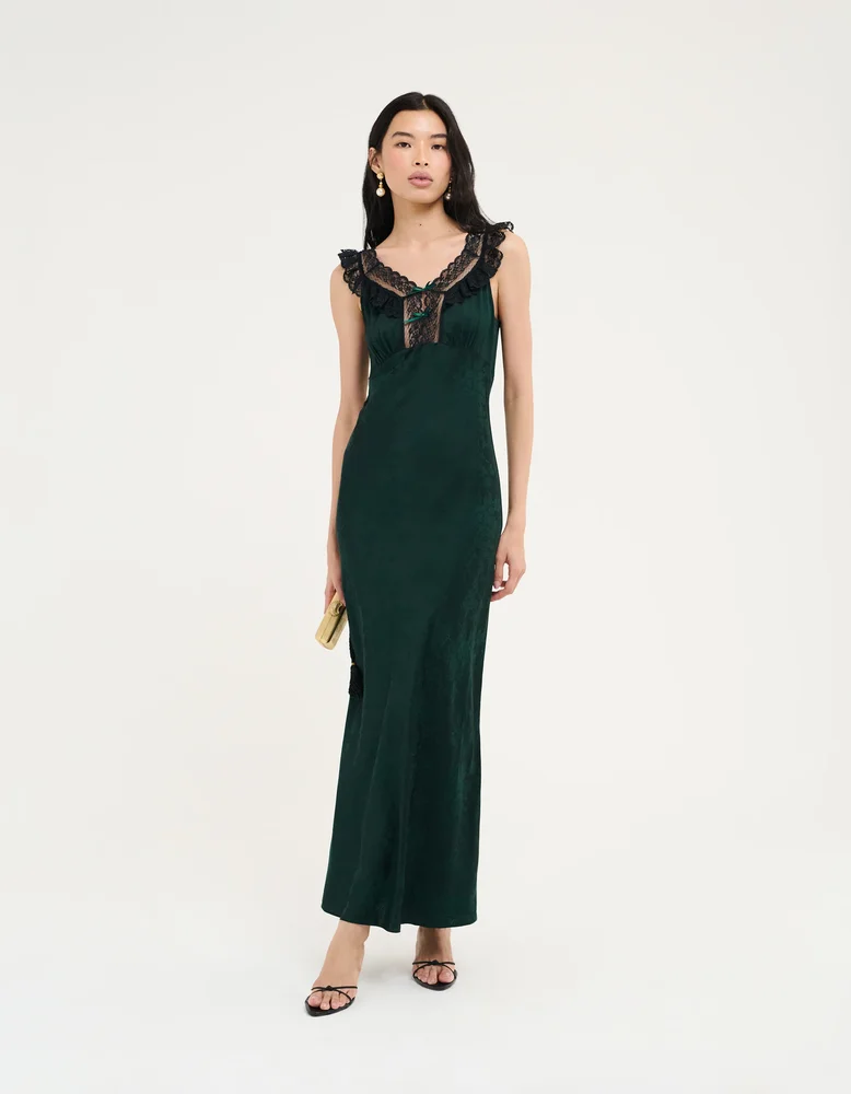Windsor Maxi Dress, Emerald Jacquard