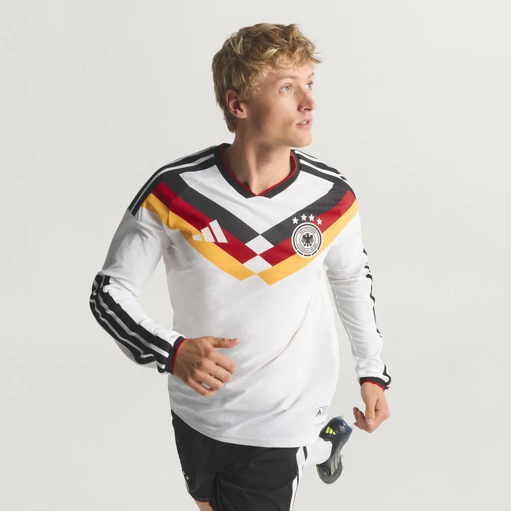 Germany 26 Home Authentic Long Sleeve Men's Soccer Jersey