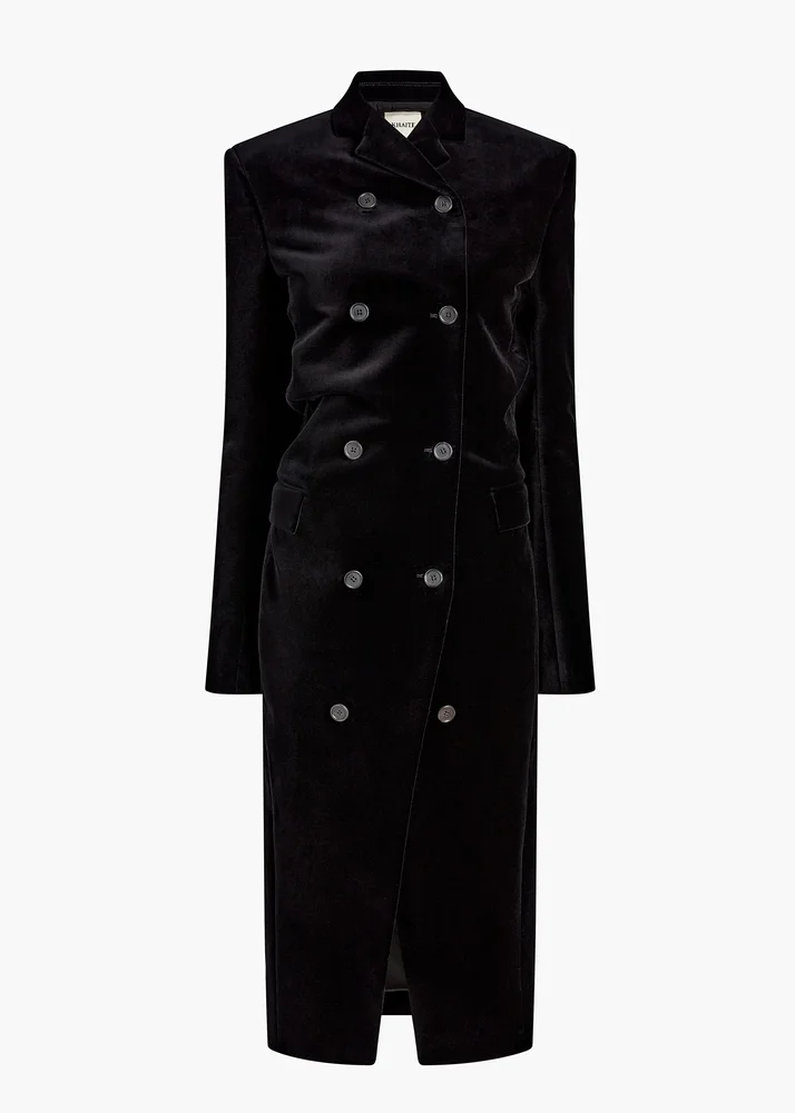 Rolon Coat in Black Velvet