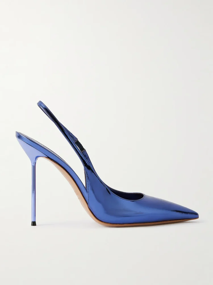Lidia 105 mirrored-leather slingback pumps