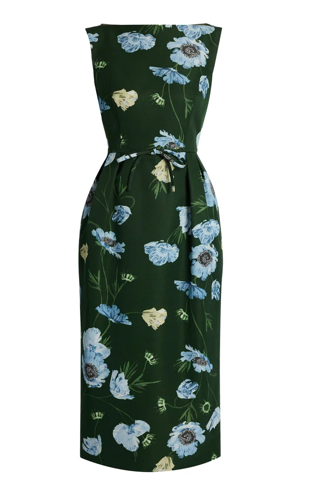 Floral Faille Cotton-Blend Midi Dress