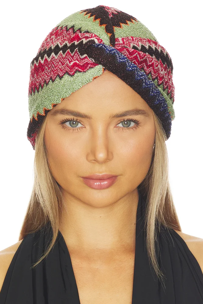 Turban in Black, Green & Pink Multi