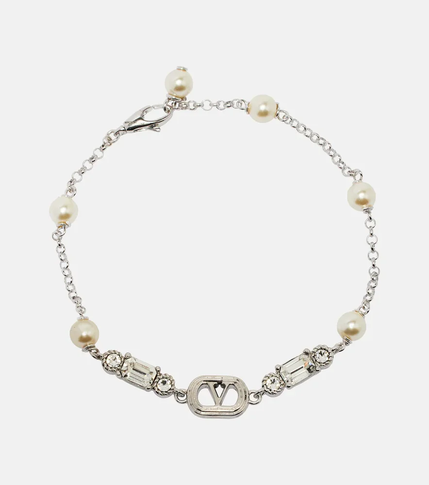 VLogo embellished chain bracelet