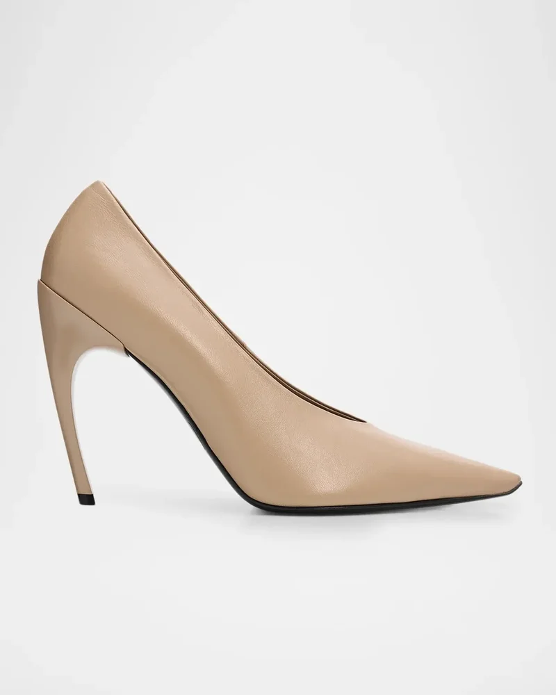 Choc Decollette 100MM Leather Curved-Heel Pumps