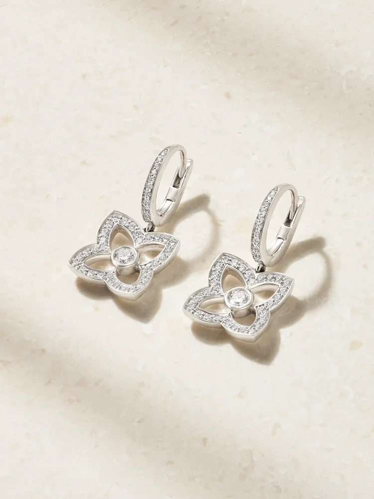 Lotus by DE BEERS 18-karat white gold diamond earrings