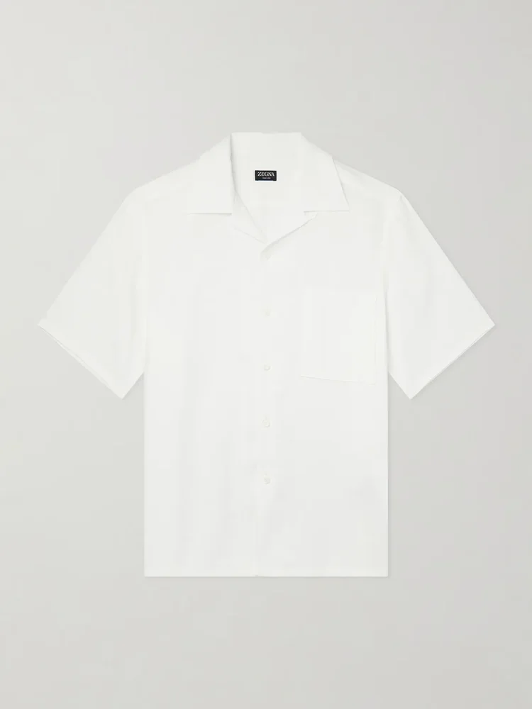Convertible-Collar Linen Shirt