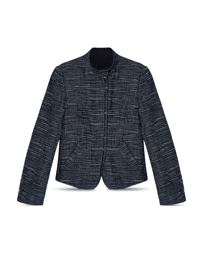 Stand Collar Curved Hem Jacket