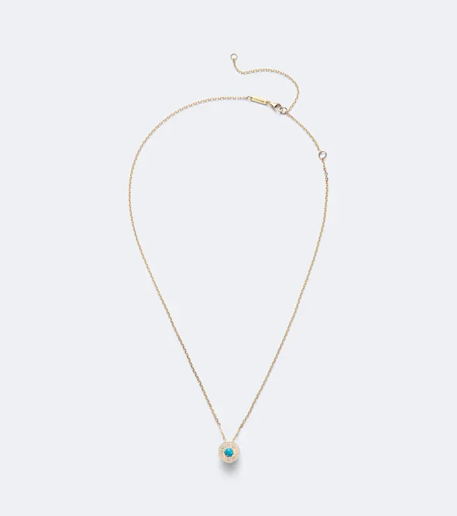 Evil Eye 18kt gold pendant necklace with diamonds and turquoise