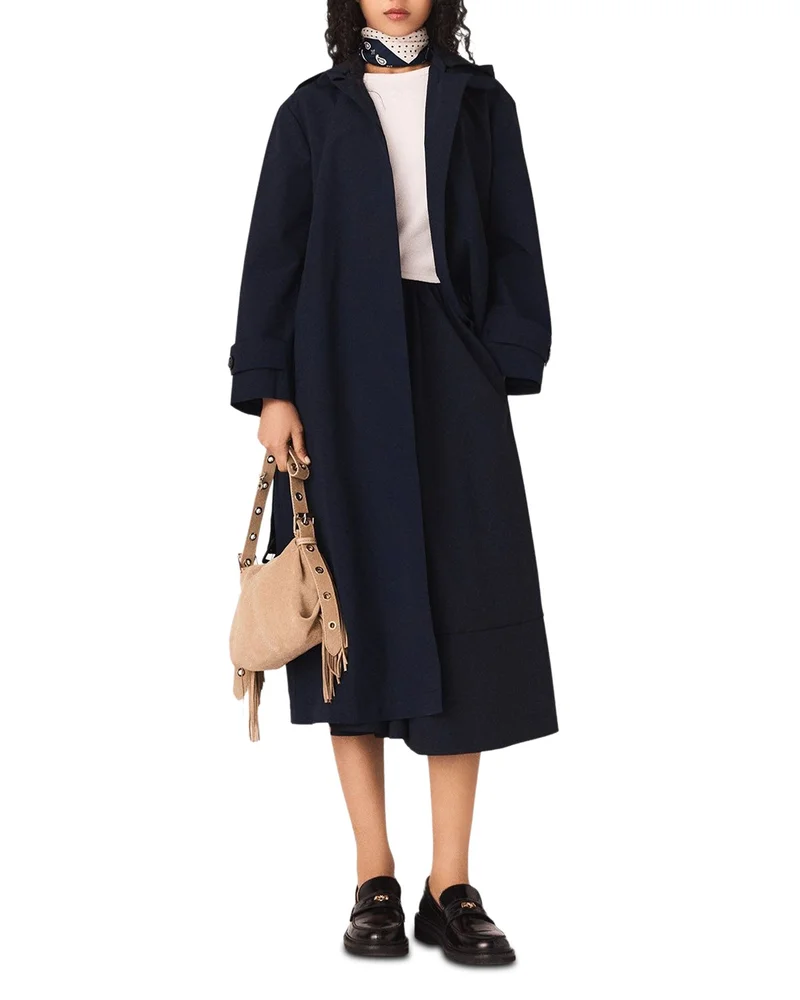 Removable Rhinestone Hood Trench Coat