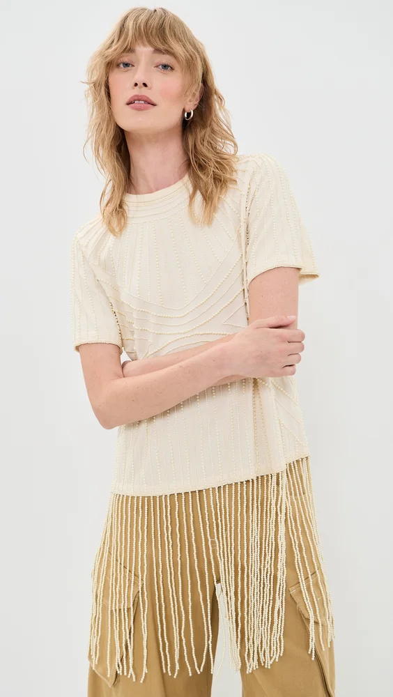 Carlotta Embroidered Fringe Top