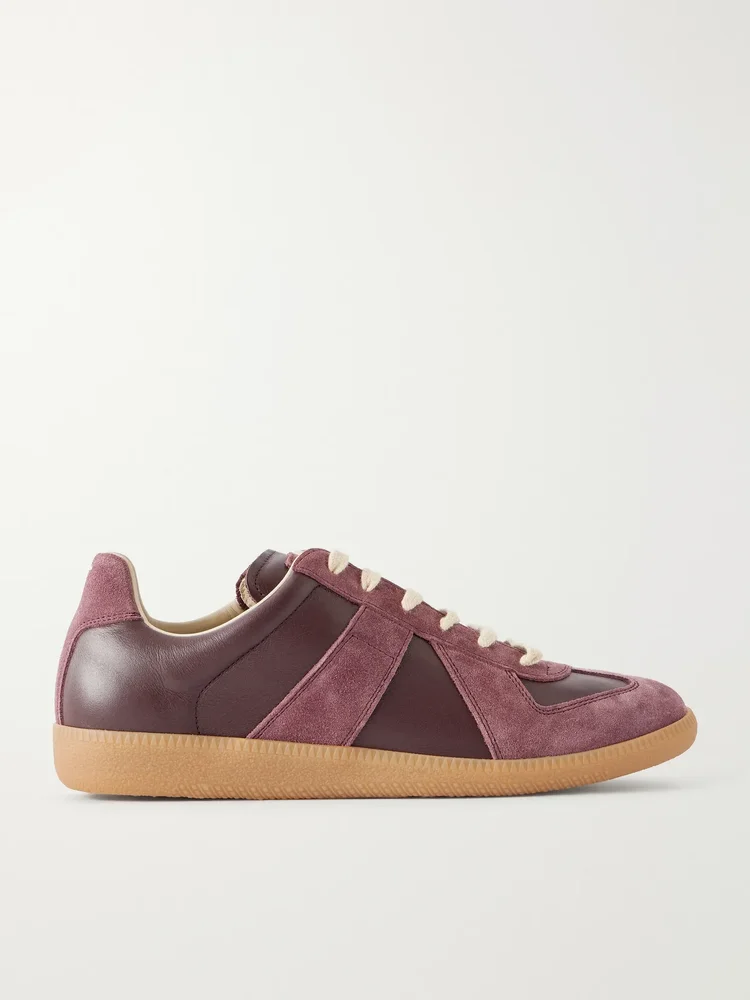 Replica suede and leather sneakers