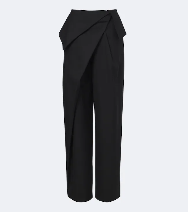 Draped wool wide-leg pants