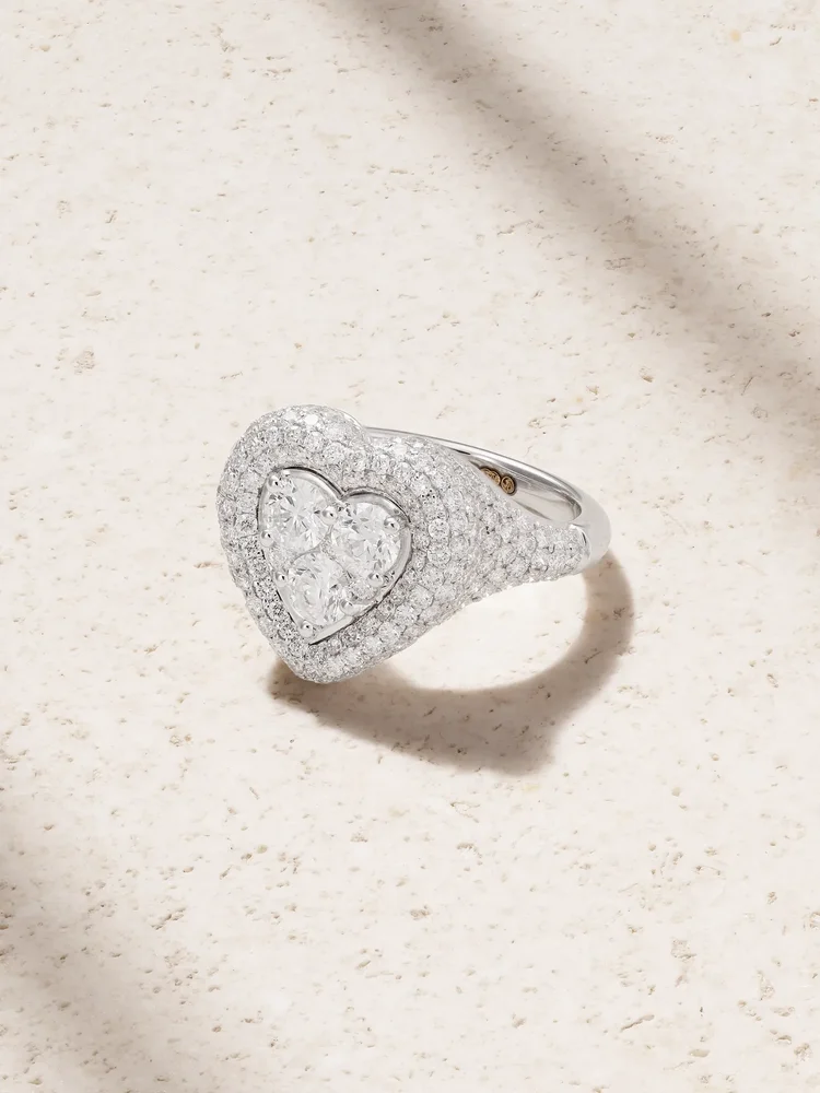 Manaal 18-karat white gold diamond pinky ring
