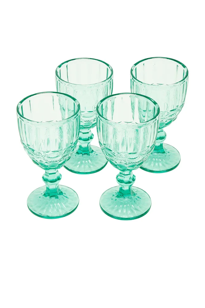 Teal Stem Glasses Set Of 4