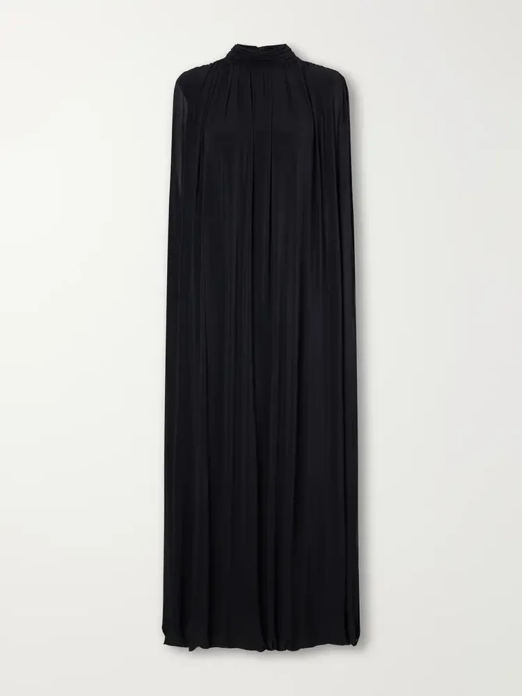 Elia cape-effect draped jersey maxi dress