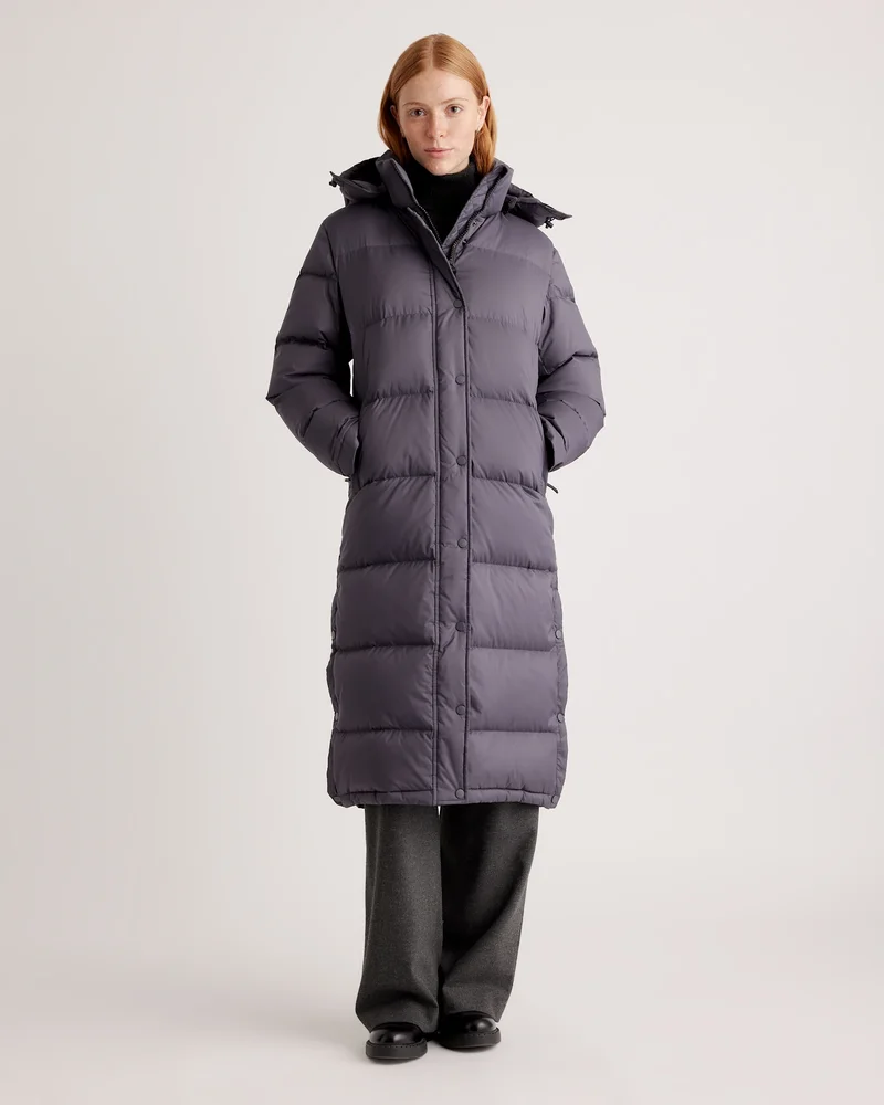 Responsible Down Long Puffer Jacket in Carbon Grey