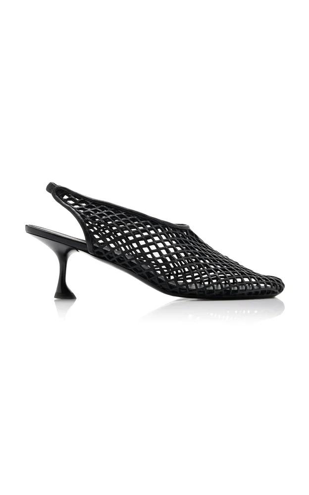 Tee Perforated Leather Slingback Pumps