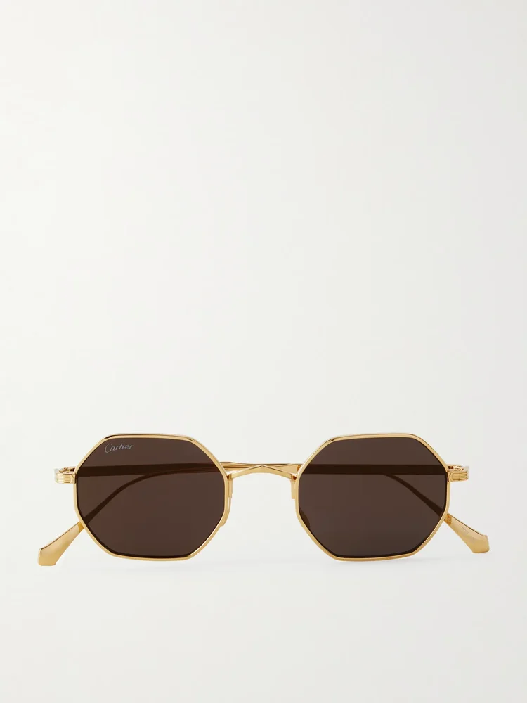 Octagon-frame gold-tone sunglasses