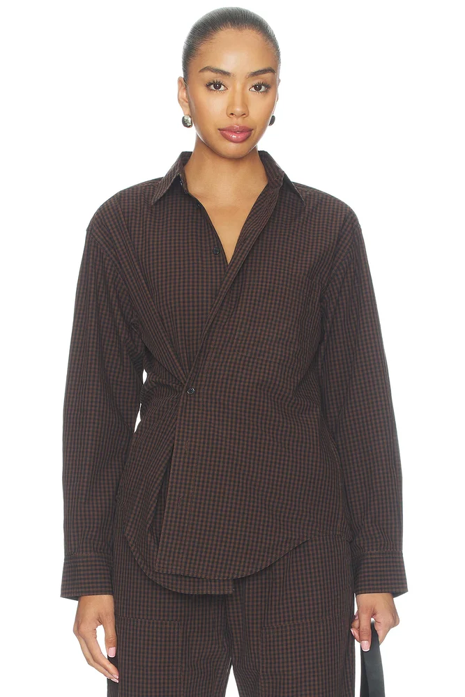 Mila Long Sleeve Button Down Wrap Top
