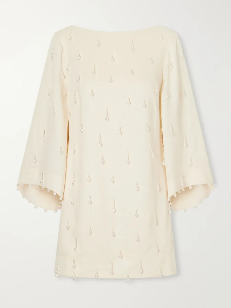 Andres Otalora Lo Aprendido embellished linen mini dress