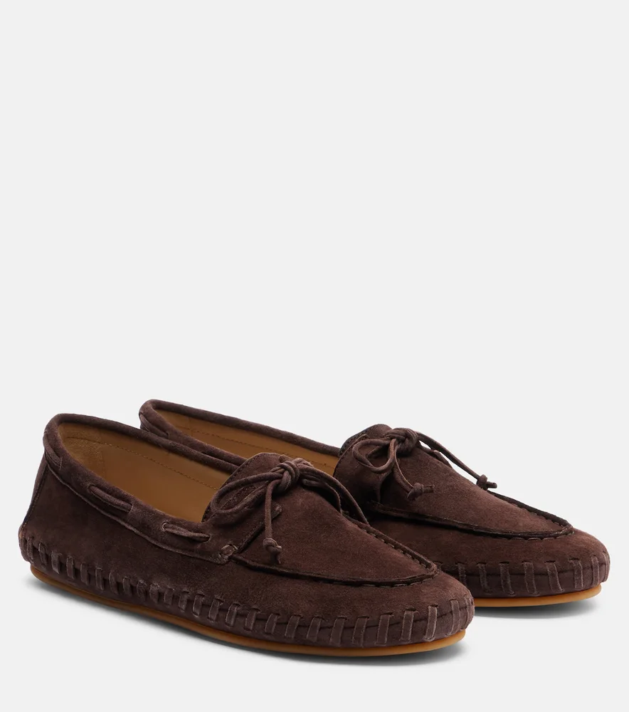 Driver embroidered suede loafers