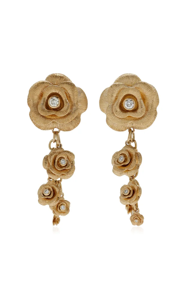 Rose 14K Gold Diamond Drop Earrings
