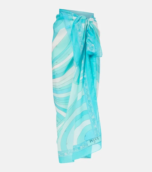 Iride cotton beach cover-up in blue - Pucci