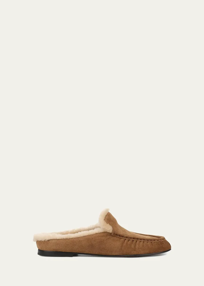 Tevin Suede Shearling-Lined Loafers