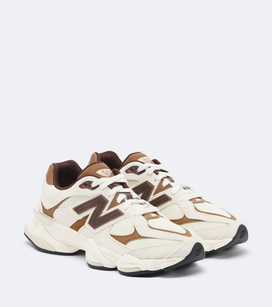 9060 suede-trimmed mesh sneakers