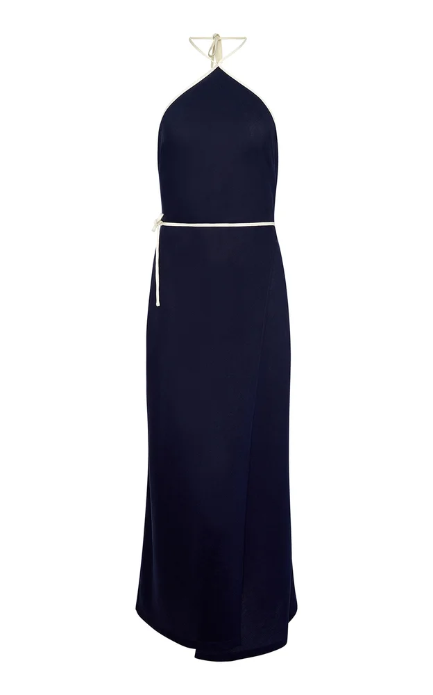 Linen-Blend Wrap Dress