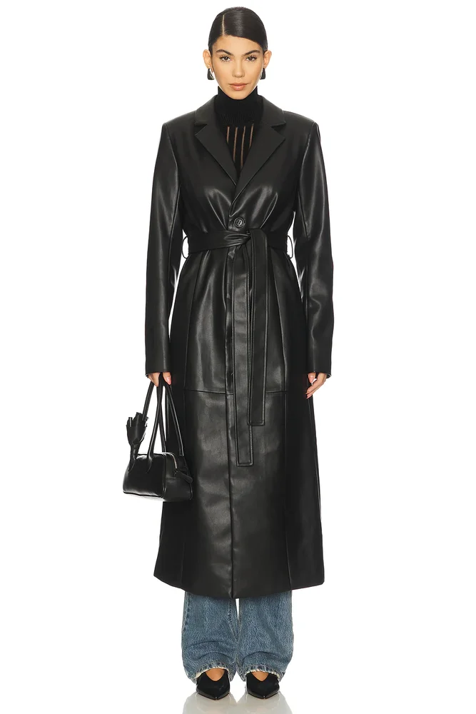 The Faux Leather Long Coat