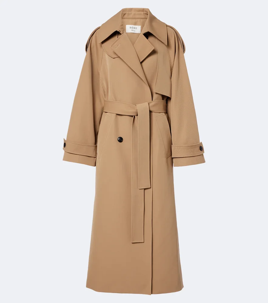 Cotton and wool-blend belted coat