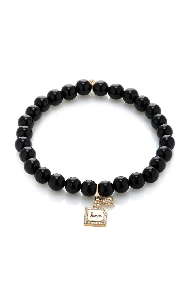 Perfume Bottle 14K Yellow Gold Onyx Bracelet