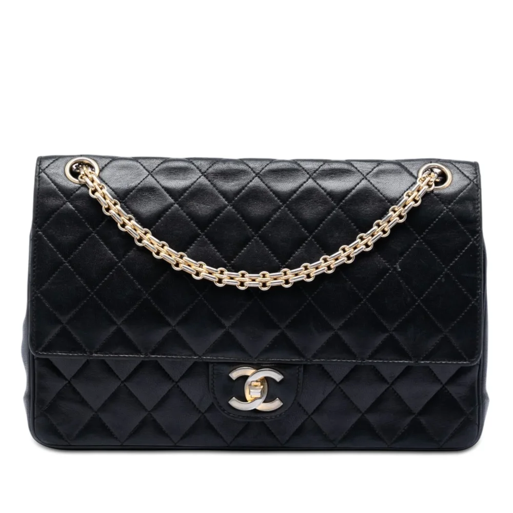 Pre-Owned Chanel Vintage Reissue Chain Double Flap Bag Quilted Lambskin Medium