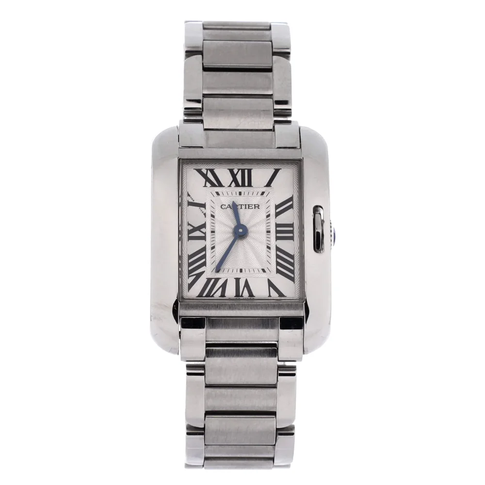 Pre-Owned Tank Anglaise Quartz Watch Stainless Steel 23, Excellent Condition