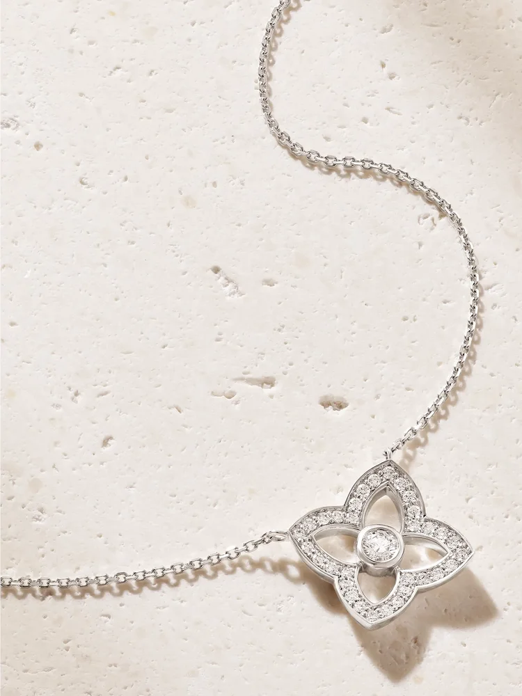 Lotus by DE BEERS 18-karat white gold diamond necklace