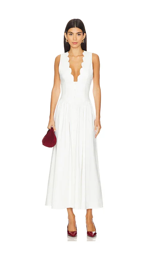 Button Front Scallop Dress