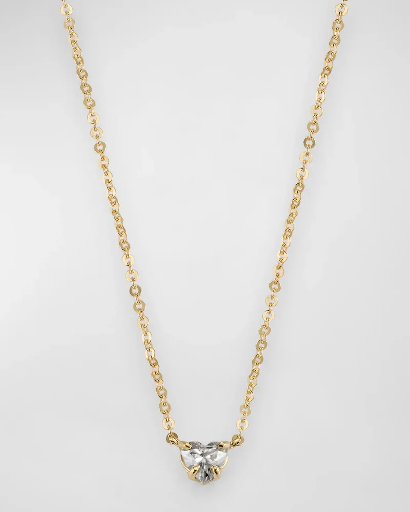 18K Yellow Gold Heart Diamond Necklace