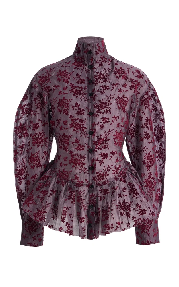 Elaine Flocked-Muslin Top